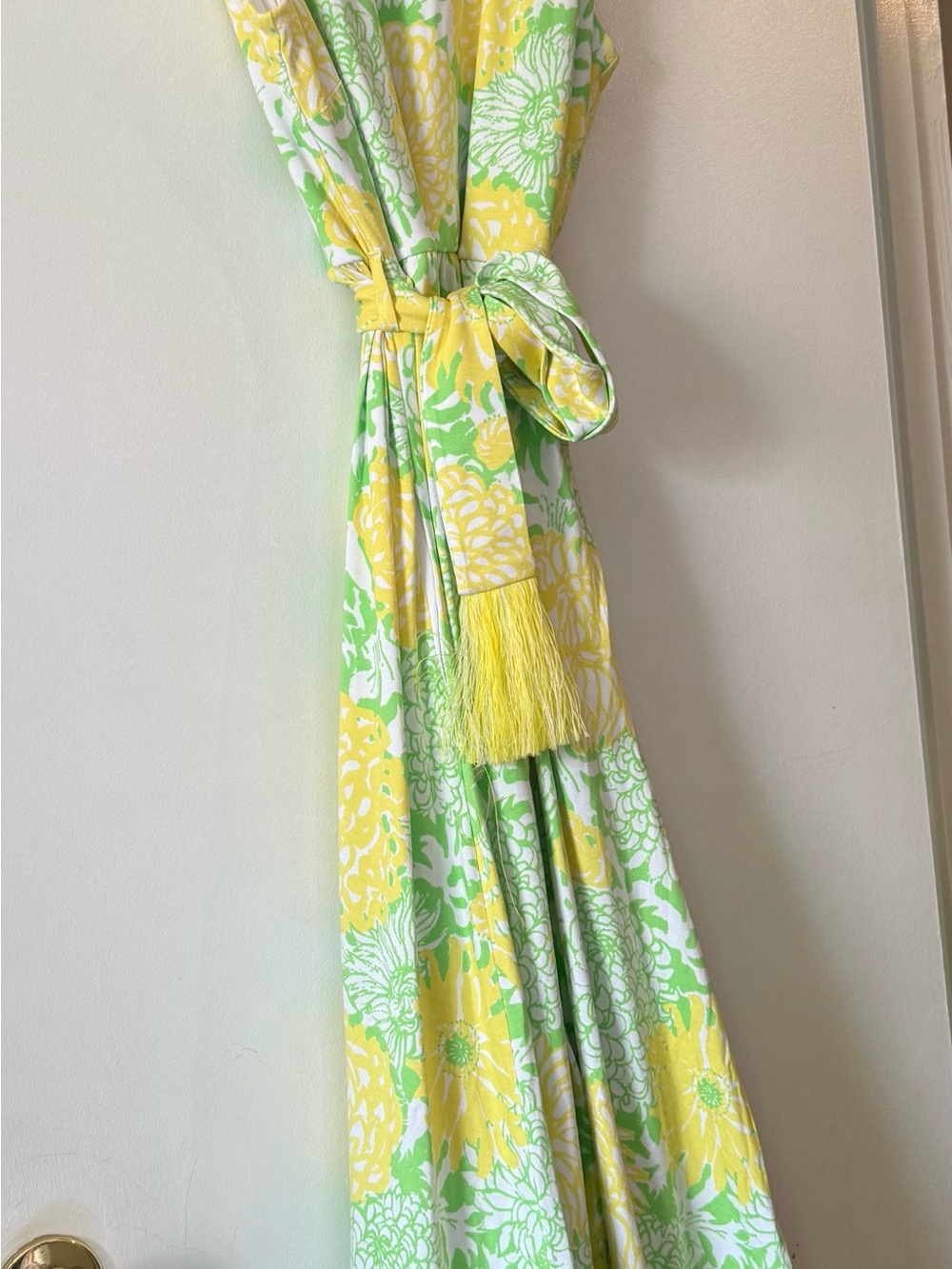 Lilly Pulitzer Floral Tie-Waist Maxi Dress in Yellow & Green
